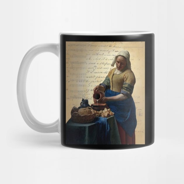 Vermeer’s The Milkmaid on Antique Paper Collage Famous Painting Series by missdebi27